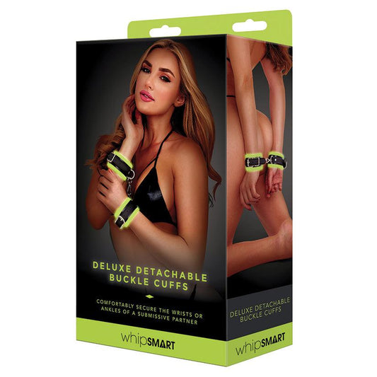 Whip Smart Glow In The Dark Deluxe Detachable Buckle Cuffs - FantasyBoutiqueUSA