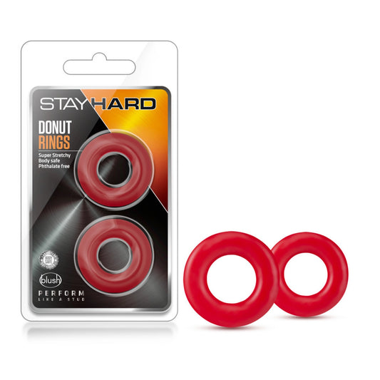 Stay Hard - Donut Rings - Red - FantasyBoutiqueUSA